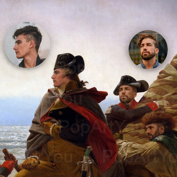 Historical Custom group Portraits, Famous painting, Personalized group portrait, Washington Crossing the Delaware