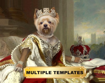 Custom Pet Renaissance Portrait, female queen dog and cat, Royal Victorian Portrait for pets, Vintage Pet Portrait, Mother’s Day gift