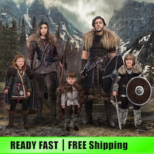 Retrato de família viking personalizado, retrato viking histórico para casal, retrato norueguês de fantasia, presente de Natal