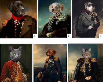 Custom Dog Portrait, Pet Painting, Pet Portrait Royal, Renaissance pet art, King Queen dog pet art, Funny Pet Lover Gift, Pet Loss gift