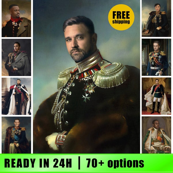 Custom Royal Portrait for him, Historical Portrait, Renaissance portraits, Victorian, Regal, King, Military portrait, Christmas gift