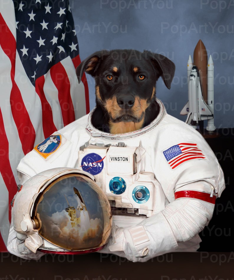 Custom Astronaut Pet Portrait Pet portraits Custom Pet Etsy