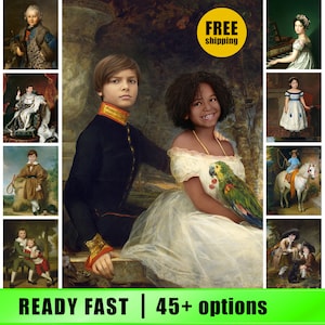 Custom Royal Portrait for children, Historical Portrait, Renaissance portraits, Victorian, Regal, Kids portrait