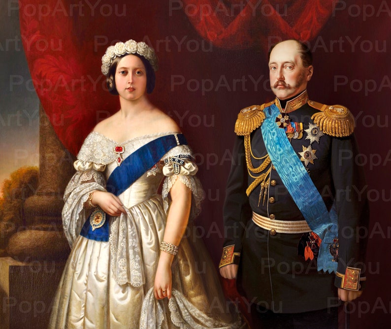 Ritratto reale personalizzato per coppia, Ritratto storico, ritratti rinascimentali, vittoriano, regale, re e regina, regalo di Natale immagine 8