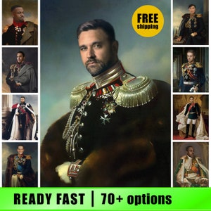 Custom Royal Portrait for him, Historical Portrait, Renaissance portraits, Victorian, Regal, King, Military portrait, Christmas gift