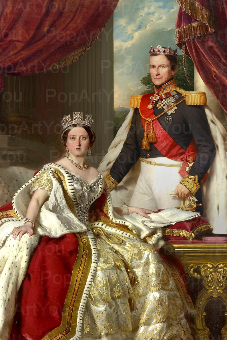 Ritratto reale personalizzato per coppia, Ritratto storico, ritratti rinascimentali, vittoriano, regale, re e regina, regalo di Natale immagine 6
