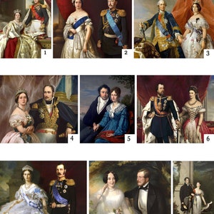 Ritratto reale personalizzato per coppia, Ritratto storico, ritratti rinascimentali, vittoriano, regale, re e regina, regalo di Natale immagine 2
