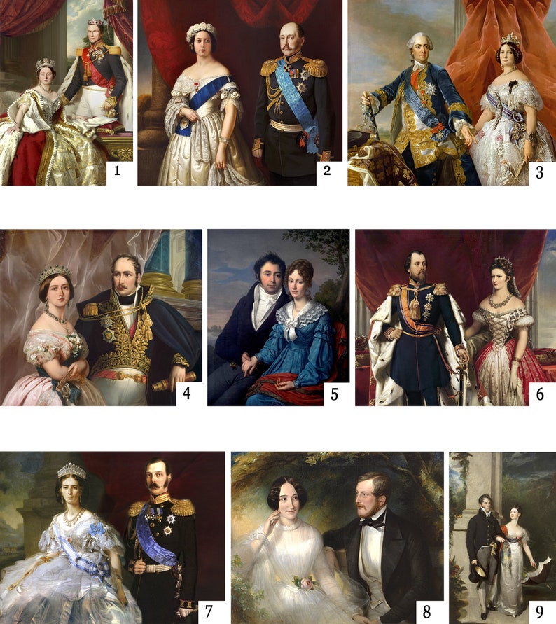 Ritratto reale personalizzato per coppia, Ritratto storico, ritratti rinascimentali, vittoriano, regale, re e regina, regalo di Natale immagine 2