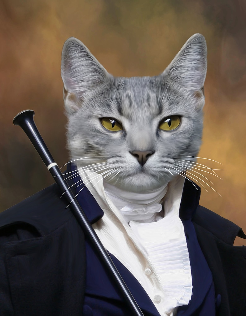 Royal Cat Portrait Victorian Cat Portrait Cat Art Vintage Etsy