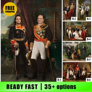 Royal male group portrait, any attire combination, Gift for father, friends, co-workers, Men group, Renaissance portrait, Father's day gift