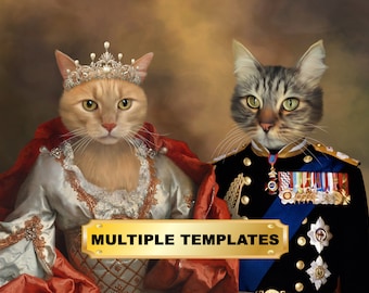 Königliches Katzenporträt, Viktorianisches Katzenporträt, Katzenkunst, Vintage Katzenporträt, Renaissance Katzenkunst, personalisiertes Katzengeschenk, Kundenspezifische Illustration
