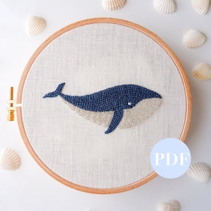 The Beaded Whale Embroidery Pattern: PDF Pattern, Embroidery Pattern, Whale Embroidery Guide, Beadwork Pattern, Bead Embroidery