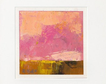 Original Acrylic painting on canvas small Abstract Landscape 10 х 10cm,  Acryl Painting