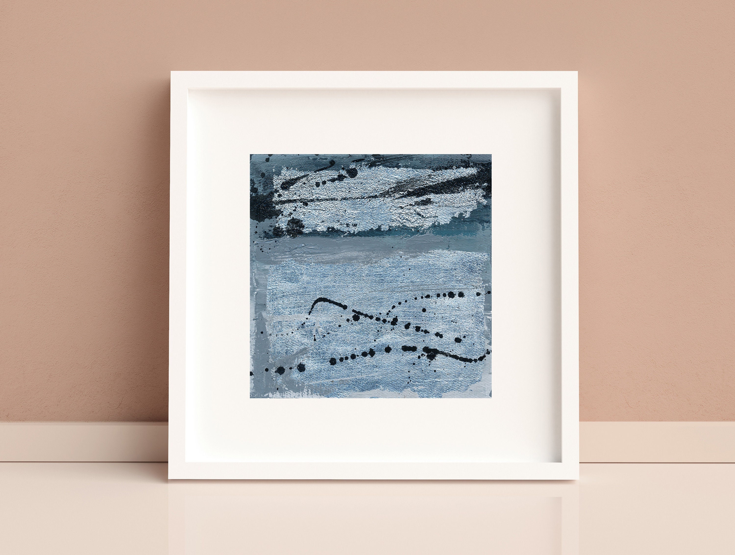シルバーの抽象アクリル画、モダンな壁掛けアート、5x5インチ - Etsy 日本