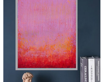 Pintura acrílica abstracta roja, arte mural moderno, 11,8 x 15,7