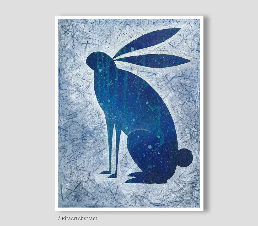 Rabbit Painting Abstract Original Acrylic Rabbit Lucky Charm Bunny Wall