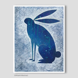 Rabbit Painting Abstract Original acrylic Rabbit lucky charm Bunny  Wall Art Modern Wall Art Living Room Decor