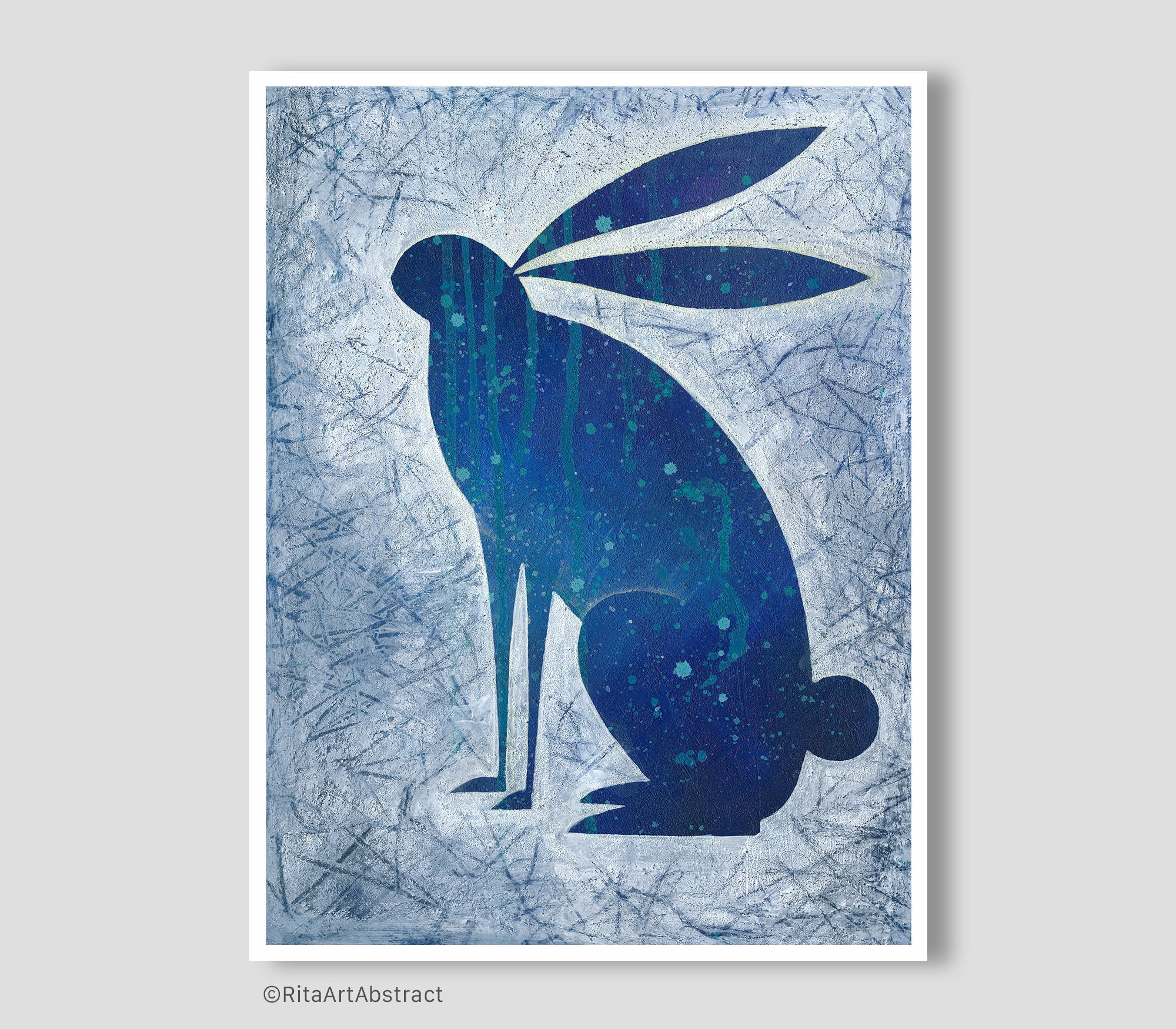 Bunny Painting Original acrylic Abstract Rabbit Wall Art Etsy