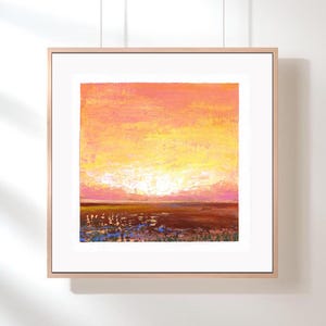 Original Acrylic Painting on Canvas, pink small Painting Abstract Landscape, 5 x 5 inch Original, Acryl Painting Art