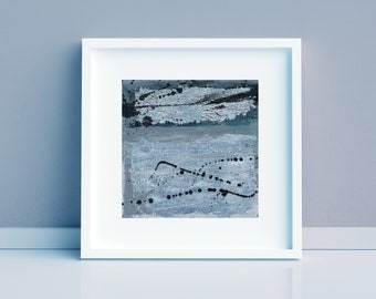 シルバーの抽象アクリル画、モダンな壁掛けアート、5x5インチ - Etsy 日本