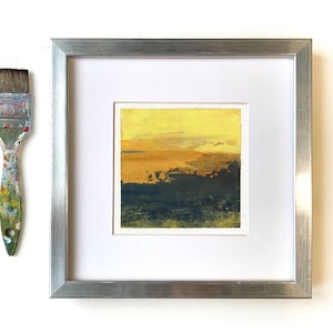 Original Acrylic Painting on Canvas, small Painting Abstract Landscape, 5 x 5 inch Original, Acryl Painting Art
