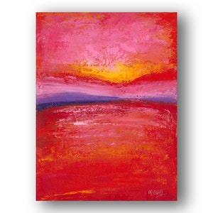 Red Abstract Painting  Original Art Abstract Beach Wall Art Impasto Painting