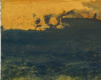 小型抽象風景アクリル画、オリジナル作品（5.1インチ×5.1インチ
