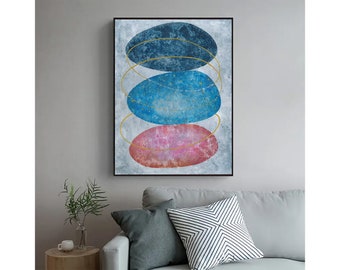 Stones Abstract Painting, Abstract Original Wall Art,  Modern Wall Art, Minimalist paintings, Geometric art, Kitchen Decor, Bedroom Wall Art