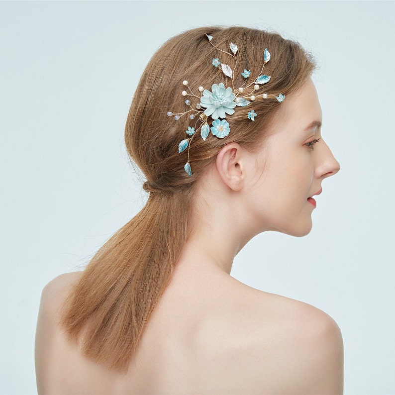 Pearl Bridal Hair Clip,Rhinestone Hair Clip,Floral Wedding Hair Clip Flower Hair Clip,Hair Clip for Wedding MJ610
