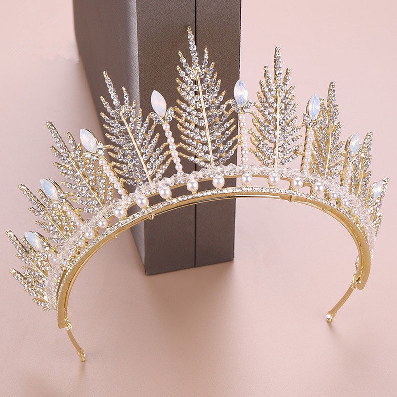 Gold Princess Crown Gold Tiara Gold Crown Gold Bridal Tiara Gold Rhinestone Wedding Tiara Princess Tiara Royal Bridal Crown