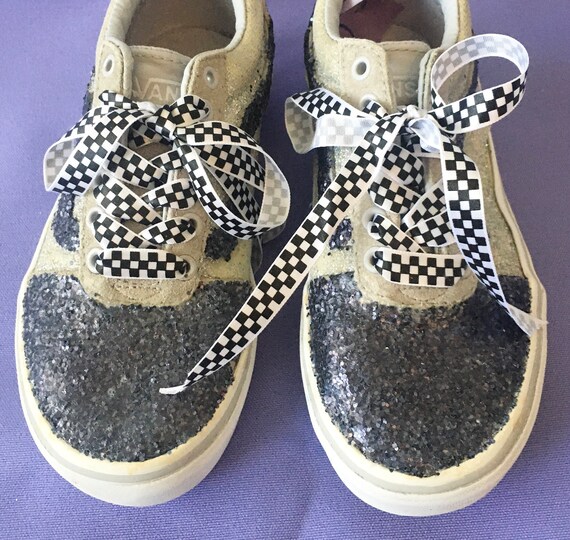 girls silver glitter vans