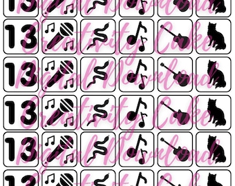 Popstar PNG Instant Download Cut file 36 Glitter Tattoo Stencils 13, Microphone, Snake, Music Note, Guitar, Cat Cricut Silhouette
