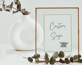 Baby Yoda Birthday Sign, Grogu Party Decor (Digital Template)