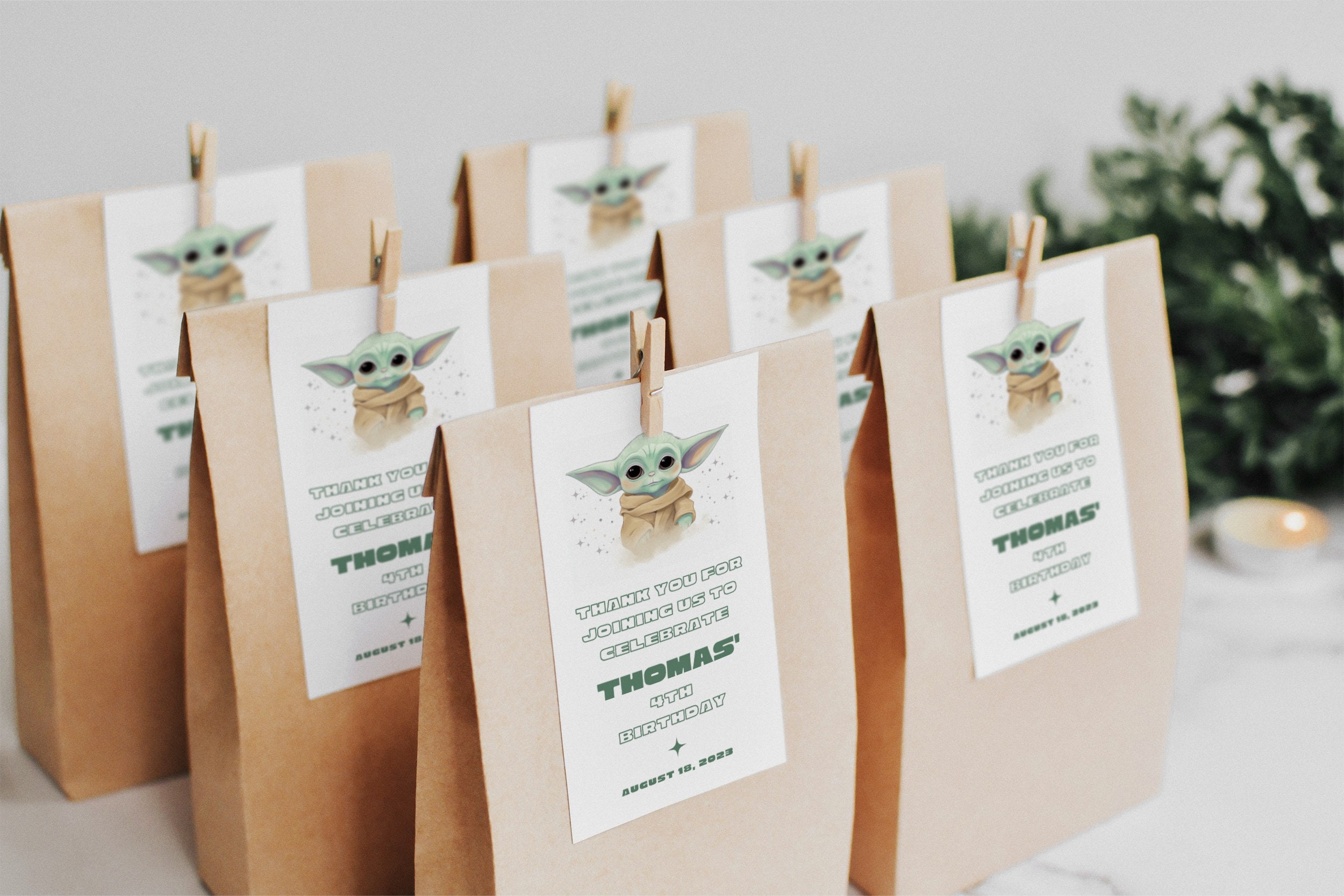 Baby Yoda Birthday Food Label, Grogu the Child Party Place Card ...