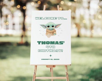 Baby Yoda Birthday Welcome Sign, Grogu Party Decor (Digital Template)