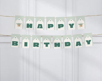 Grogu Birthday Banner, The Child Party Decor (Digital Template)