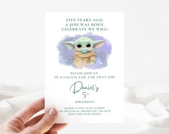 Baby Yoda Birthday Invitation | Star Wars, The Child (Digital Template)