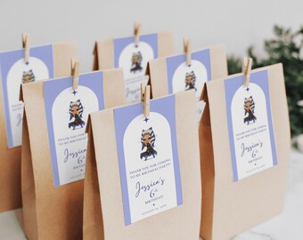 Ahsoka Jedi Favor Tag, Birthday Party Thank You (Digital Download)