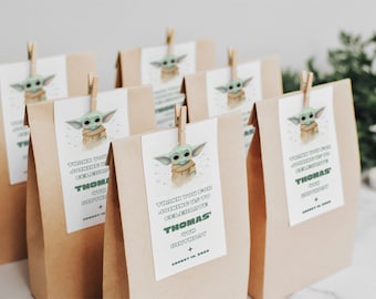Baby Yoda Favor Tags, Grogu Birthday Party, Thank You Tags (Digital Template)