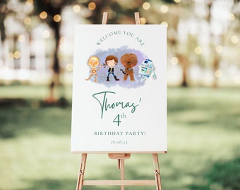 Star Wars Birthday Welcome Sign | Jedi Party Printable Template (18x24")