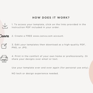 Pode incluir: Como usar um modelo Canva: 1. Acesse o modelo usando os links no PDF de instru&ccedil;&otilde;es. 2. Crie uma conta Canva gratuita. 3. Edite o modelo e fa&ccedil;a o download como PDF, PNG ou JPG. 4. Imprima em casa ou profissionalmente, ou compartilhe seus designs por e-mail ou texto. Use o modelo v&aacute;rias vezes para uso pessoal. Nenhuma experi&ecirc;ncia t&eacute;cnica ou de design &eacute; necess&aacute;ria.
