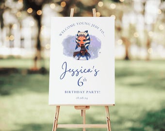 Ahsoka Birthday Welcome Sign, Star Wars Party Decor (Digital Template)