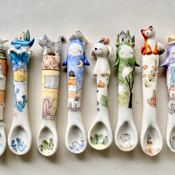 Decoratieve keramische lepels / porselein sculptuur lepels / handgemaakte keramiek lepels / keuken decor / housewarming Cadeau