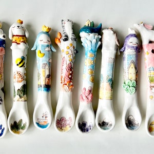 Porcelain spoons/Decorative Ceramic Spoons/Porcelain Sculpture Spoons/Handmade Ceramics Spoons/Kitchen Decor/Housewarming Gift