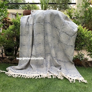 Cotton Throw, Bohemian Mud Cloth Throw, Hand woven Beach Blanket, Cotton Sofa Throw for Living Room, Turkish Bedspread, Sofa Couch Coverlet