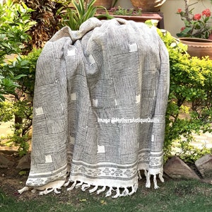Cotton Throw, Bohemian Mud Cloth Throw, Hand woven Beach Blanket, Cotton Sofa Throw for Living Room, Turkish Bedspread, Sofa Couch Coverlet