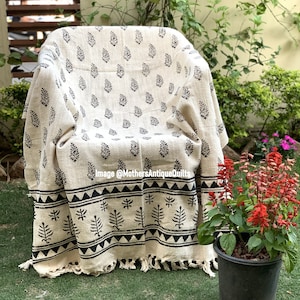 Cotton Throw, Bohemian Mud Cloth Throw, Hand woven Beach Blanket, Cotton Sofa Throw for Living Room, Turkish Bedspread, Sofa Couch Coverlet