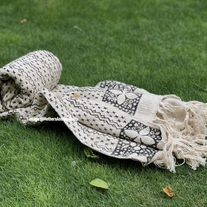 Cotton Throw, Bohemian Mud Cloth Throw, Hand woven Beach Blanket, Cotton Sofa Throw for Living Room, Turkish Bedspread, Sofa Couch Coverlet
