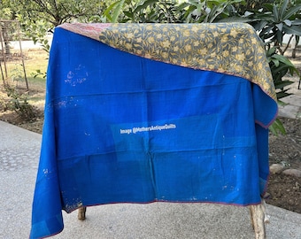 Reversible Kantha Quilt Antique Vintage Kantha Throw Hand stitched Quilt Boho Cotton Quilt Indian Ralli Quilt Handmade Kantha Sofa Bedspread