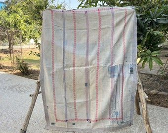Reversible Kantha Quilt Antique Vintage Kantha Throw Hand stitched Quilt Boho Cotton Quilt Indian Ralli Quilt Handmade Kantha Sofa Bedspread
